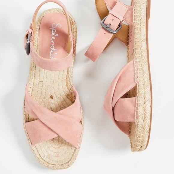 Splendid Pink Blush Suede Espadrille Sandals with Jute Detail - Picture 9 of 12